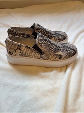 Steve Madden Snake-Print Slip-On Sneakers in Black and Cream